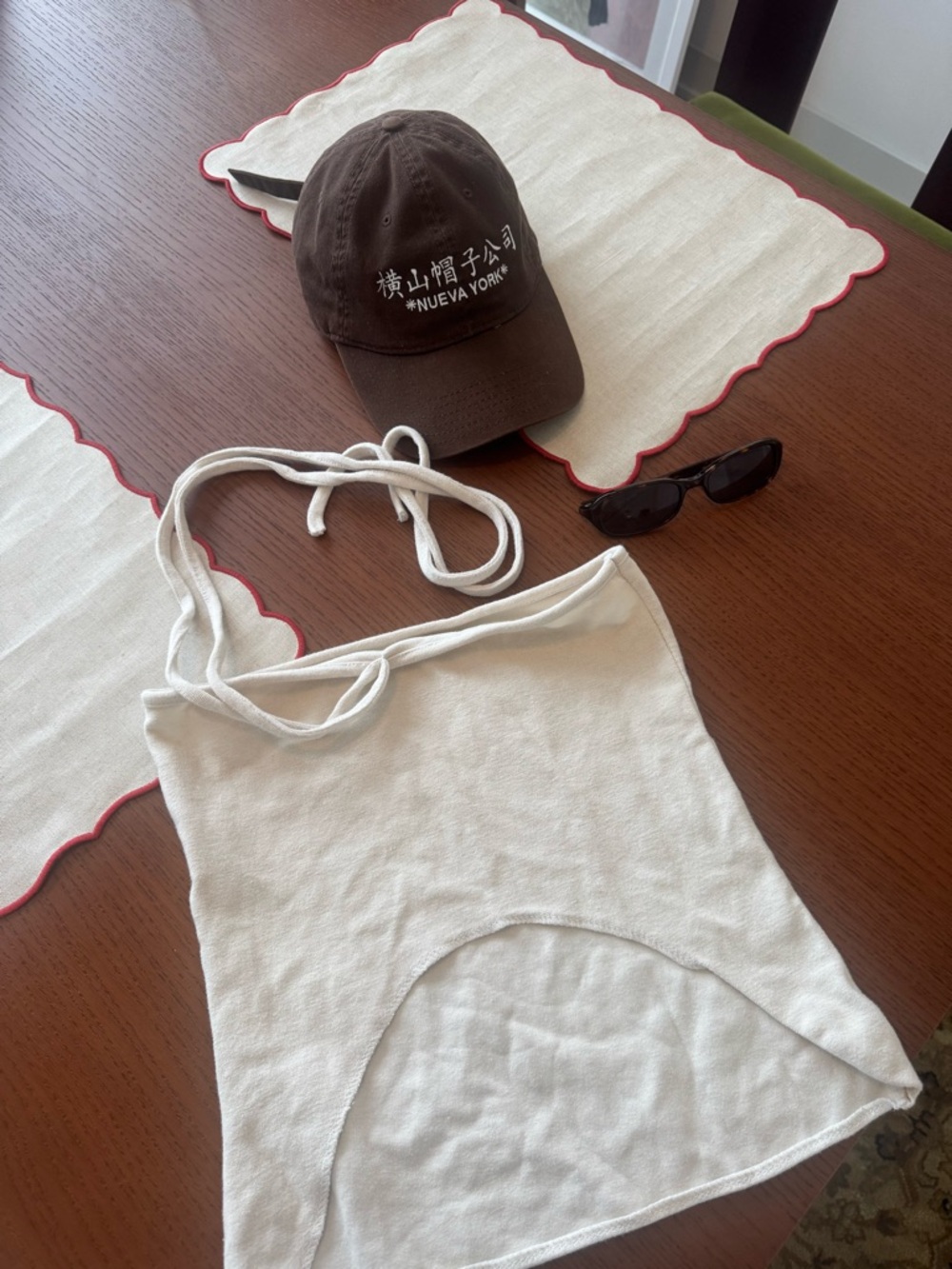 Cream Halter Crop Top - Lightweight Summer Tank